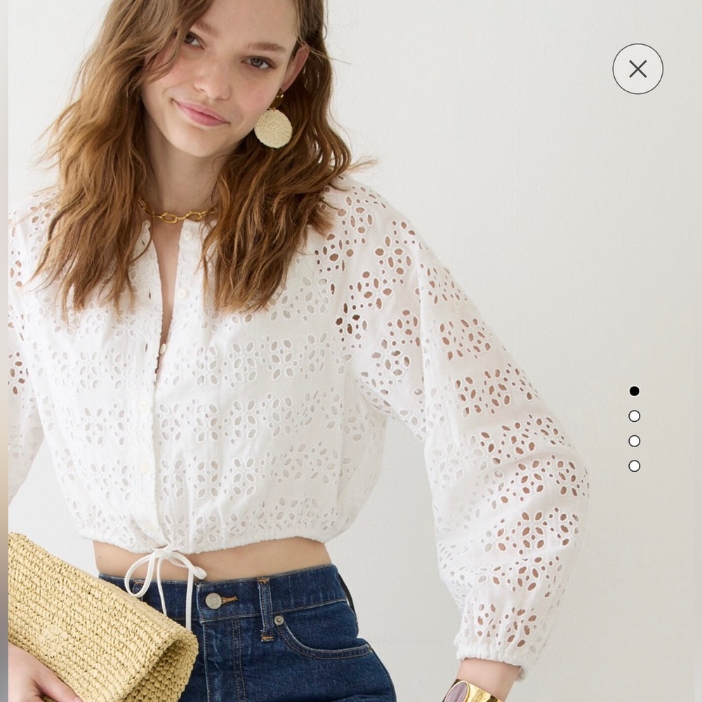 J Crew Cropped eyelet top